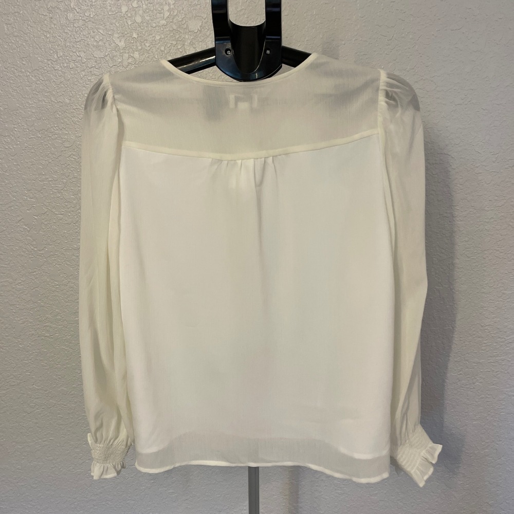 J.Crew Ivory Ruffle Tie Neck Long Sleeve Blouse Retail $110